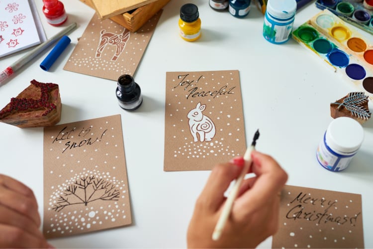 Making holiday cards together is a fun Christmas date ideas