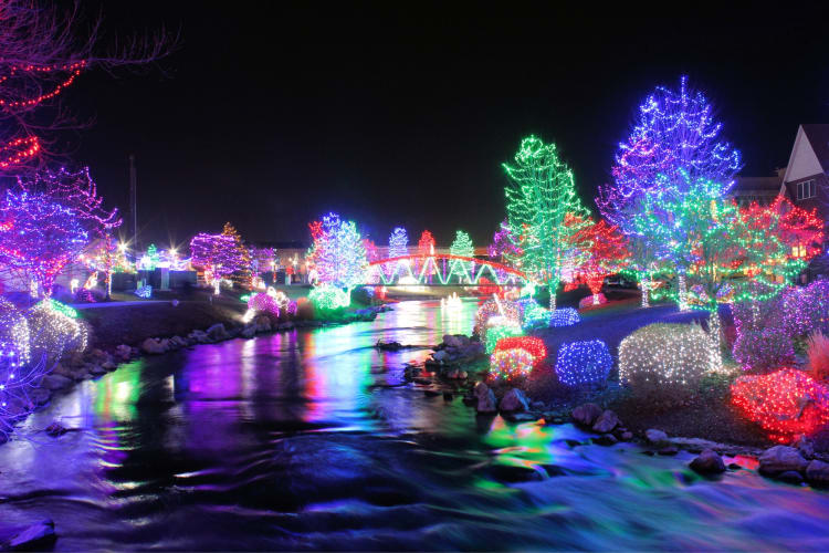 A colorful Christmas lights display 