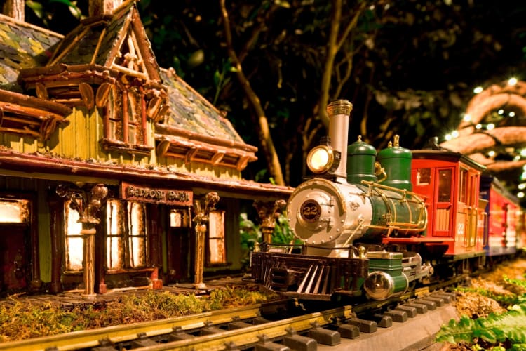 A model train on a track 