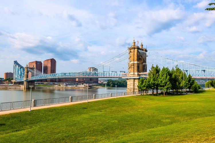 A riverside walk is one of the romantic date ideas in Cincinnati 