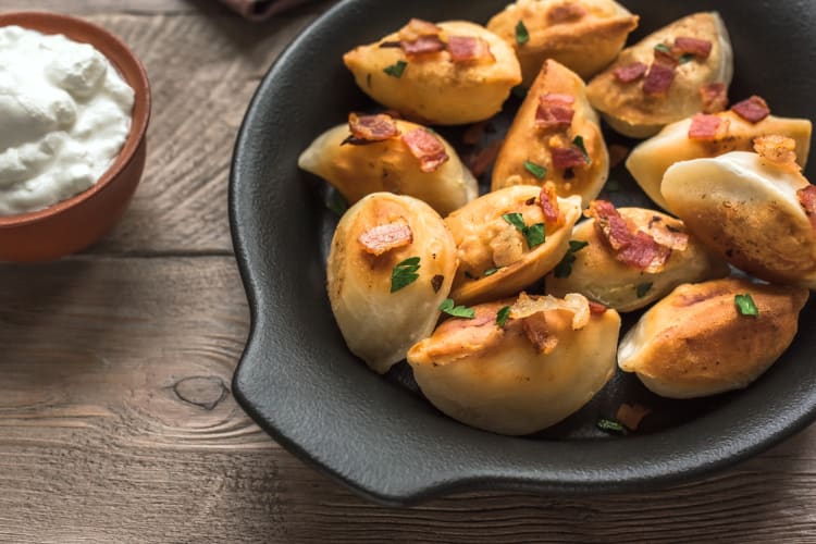 A plate of of pierogis