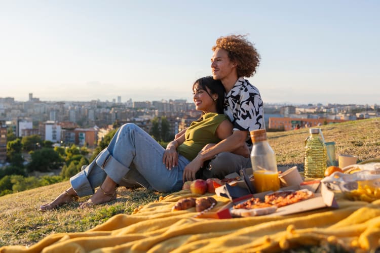 Couple having a picnic date