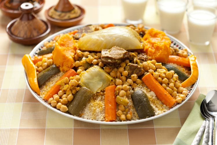 Couscous with chickpeas, meat and vegetables