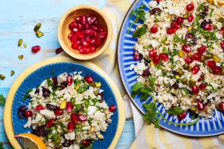 A couscous salad with herbs and pomegranate