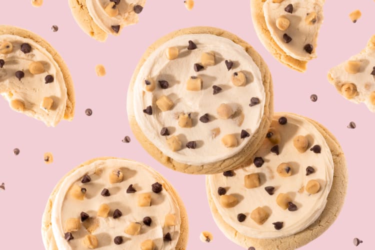 Cookies with cookie dough pieces on top