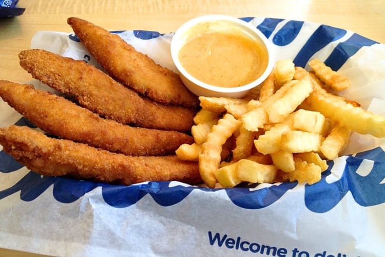 Chicken tenders, fries and sauce, from Culver's