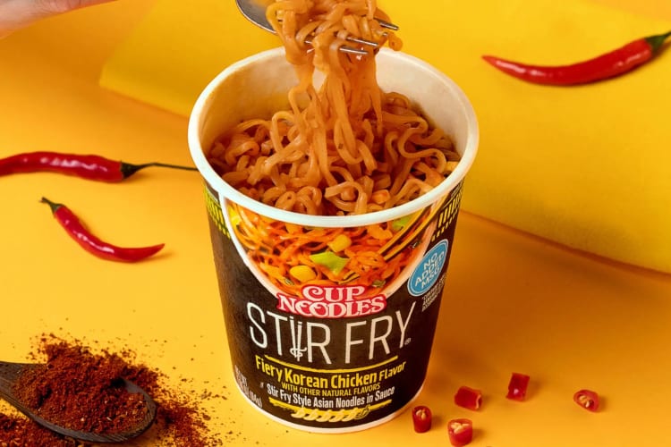 A Stir-Fry Fiery Korean Chicken Cup Noodle