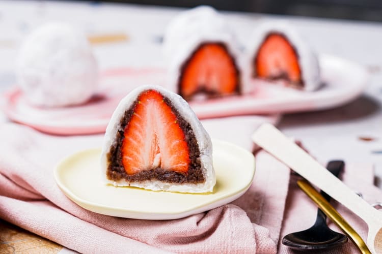 pillowy strawberry mochi are a delicious asian dessert