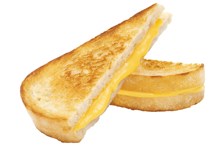 Classic grilled cheese cut in half