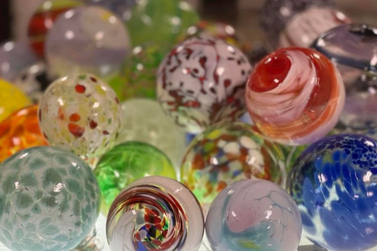 Colorful glass blown marbles