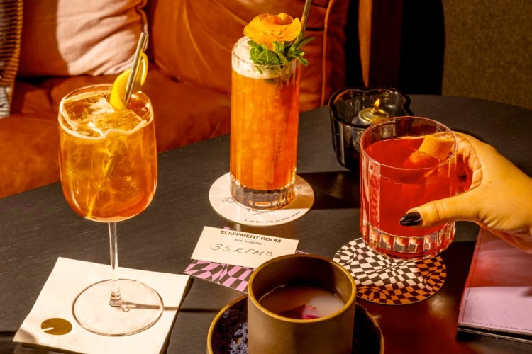 Three cocktails on a table
