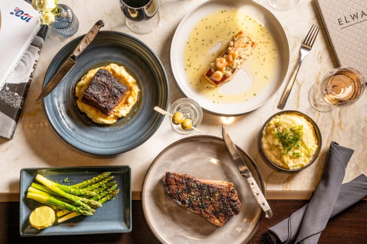 A tablescape with various dishes