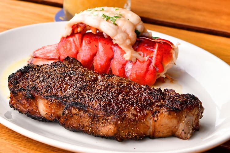 Meal with steak and lobster, from Del Frisco’s Grille
