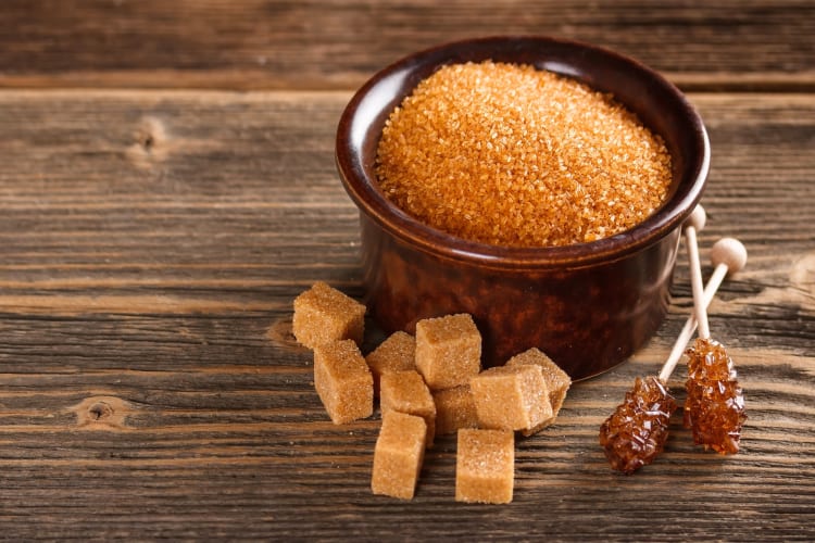 Brown sugar, brown sugar cubes and sugar sticks