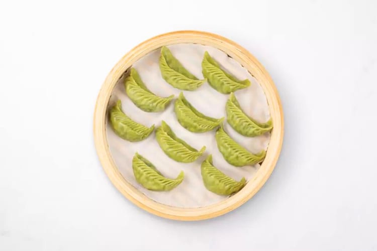 Aerial view of dumplings from Din Tai Fung