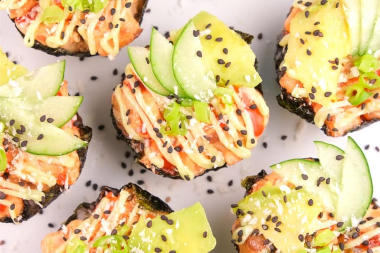 Serving sushi cupcakes is an innovative dinner party idea