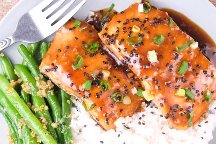 making honey garlic glazed salmon is a simple dinner party idea