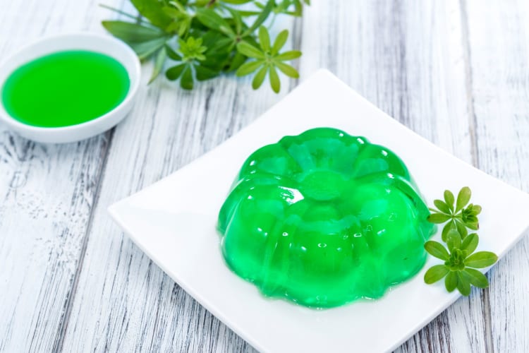 Delicious-looking green jello.