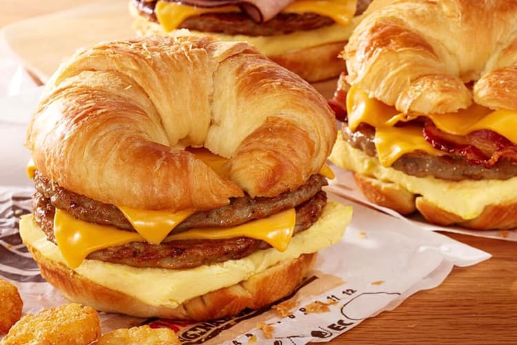 Double Croissan'wich With Sausage and Bacon from the Burger King breakfast menu