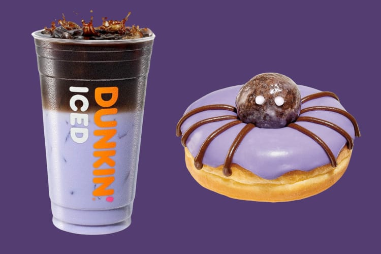 Dunkin' Donuts Halloween menu include purple drinks and spider donuts