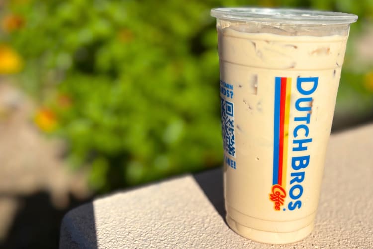 A caramel and white chocolate coffee drink from Dutch Bros
