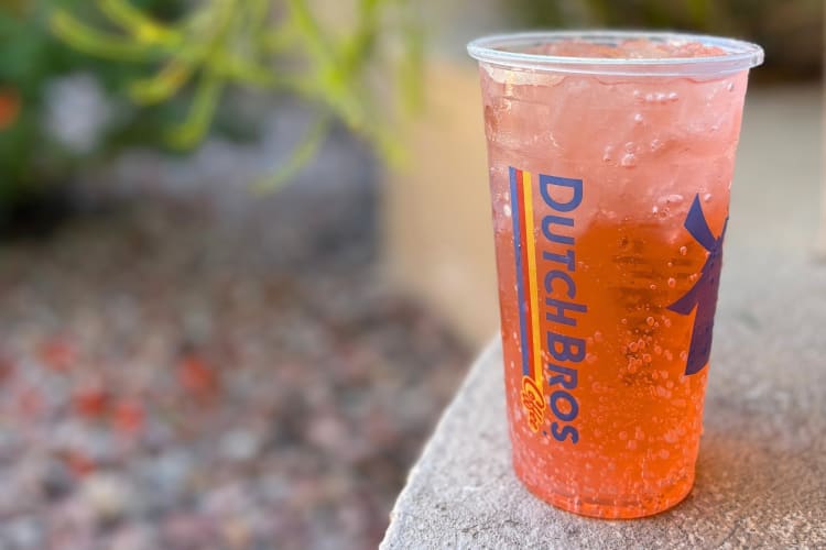 A pink-red sparkling drink from Dutch Bros