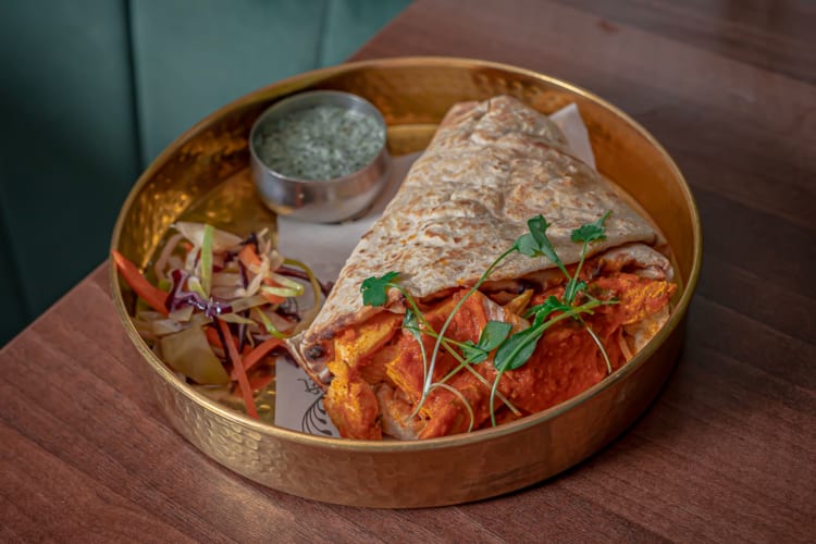 an Edinburgh-inspired naanwich, a delicious sandwich of naan bread and Indian flavours