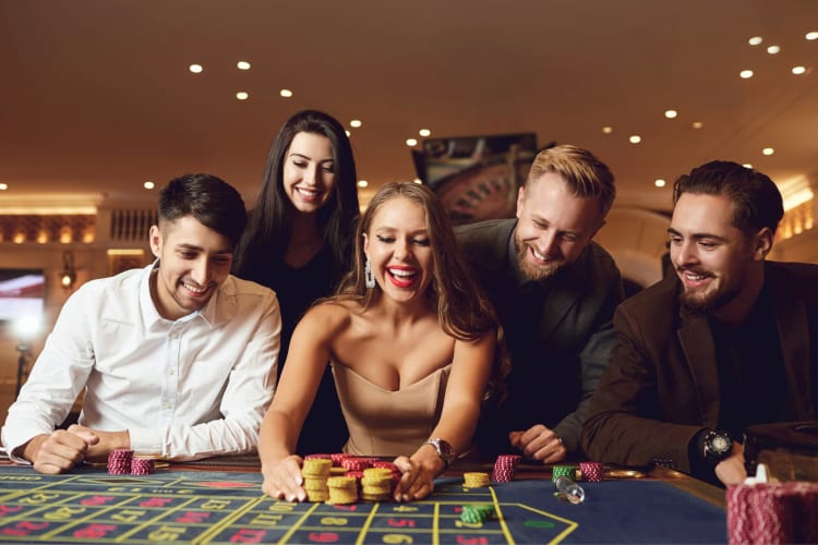 A group of people at a casino table