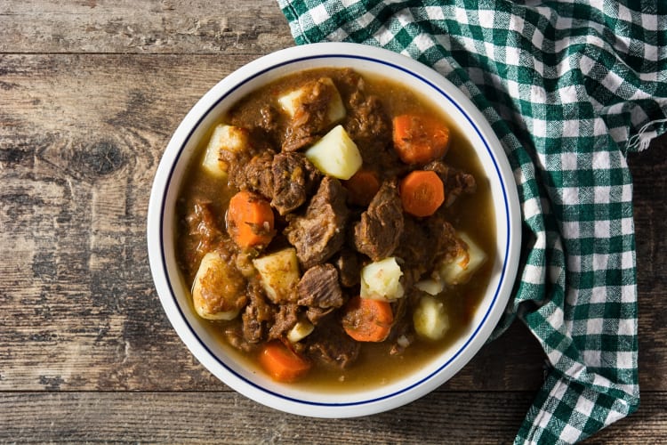Aerial shot of a lamb stew