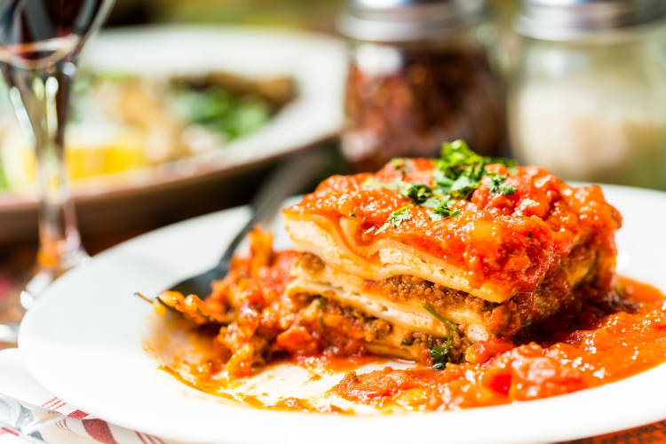 A plate of lasagna