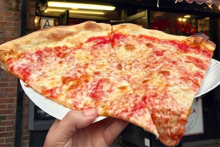 Slices of cheese pizza from Joe's Pizza NYC