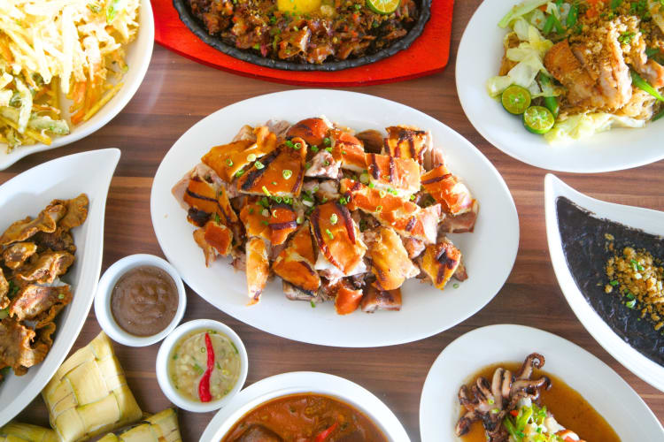 Filipino Christmas food includes dishes like roasted pig and rice cake desserts