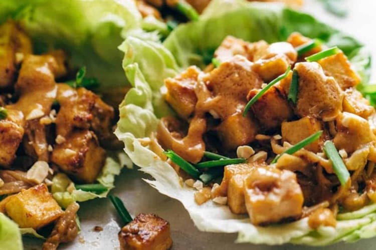 firecracker vegan lettuce wraps are a flavorful easy to assemble vegan appetizers