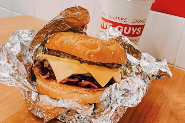 A bacon cheeseburger from Five Guys