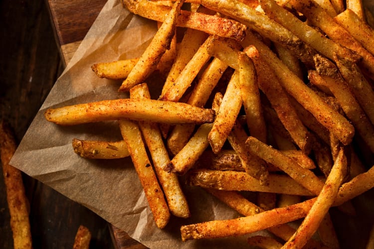 Close-up shot of seasoned French fries