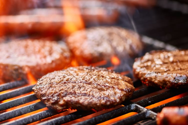 Burgers on a grill