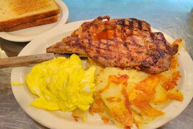 Steak, egg and hash browns from Four Seasons Diner in Indianapolis