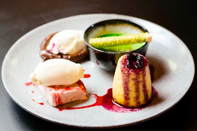 A selection of desserts on a plate