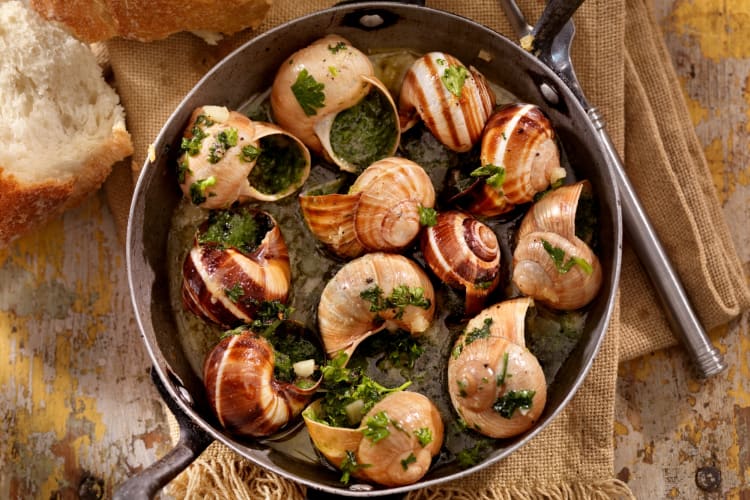 Escargots are a classic French food to try