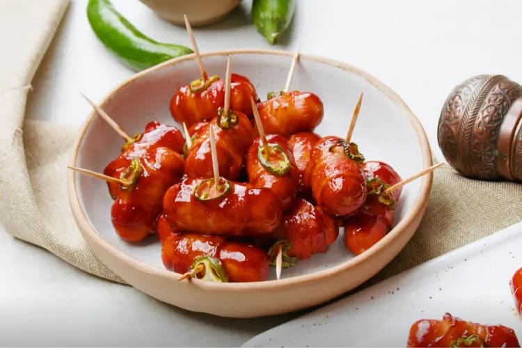 Bacon-wrapped smokies are an easy Friendsgiving food idea