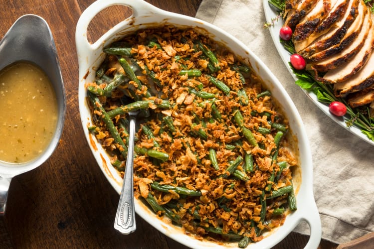 Green bean casserole is a classic Friendsgiving food idea