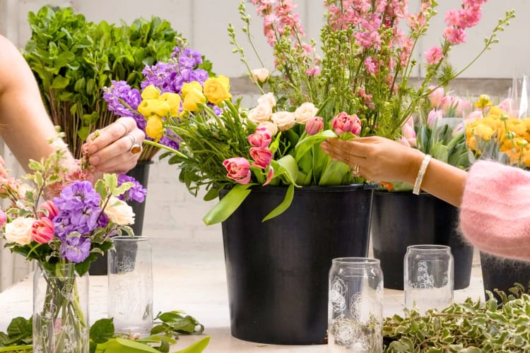 Going to a flower market is a fun date idea in Los Angeles, CA