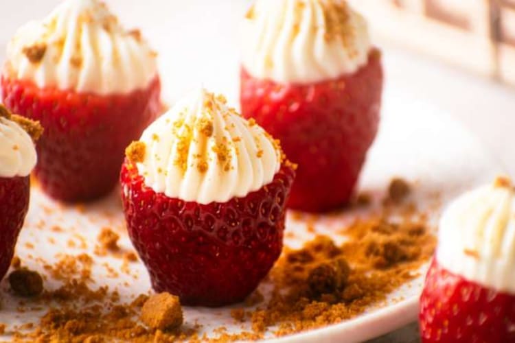 Some cheesecake stuffed strawberries.