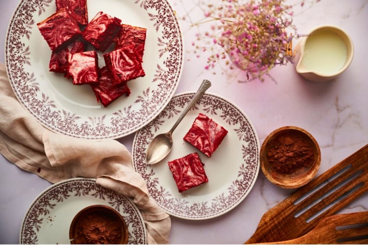 Red velvet brownies are a good galentine's day recipe idea.