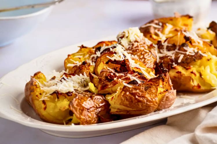Smashed red potatoes will become your favorite potato side dish.