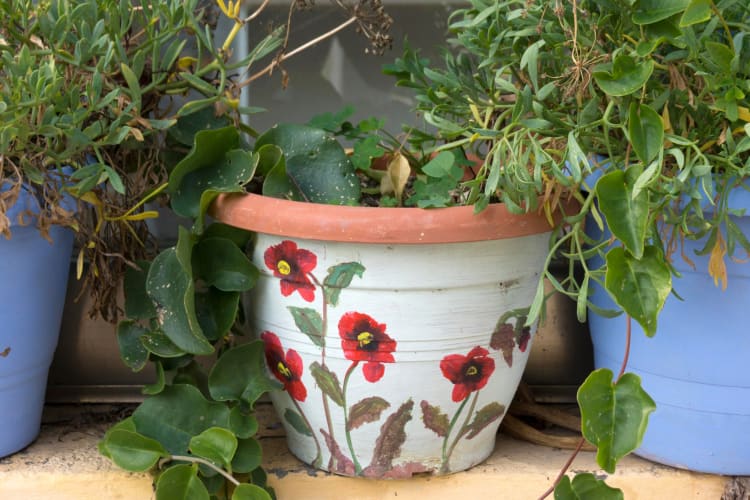 Painting plant pots is a cute garden party idea