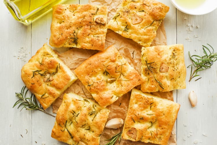 Slices of focaccia
