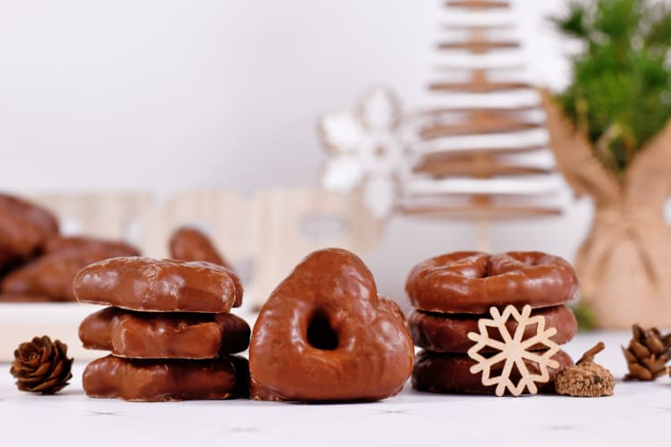Chocolate-covered lebkuchen, a type of German Christmas cookie