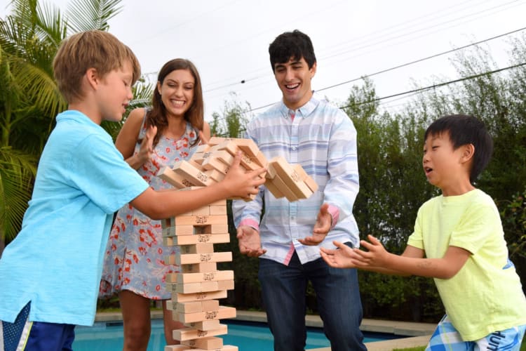 Giant Jenga is an excellent team building activity for your family as your next reunion