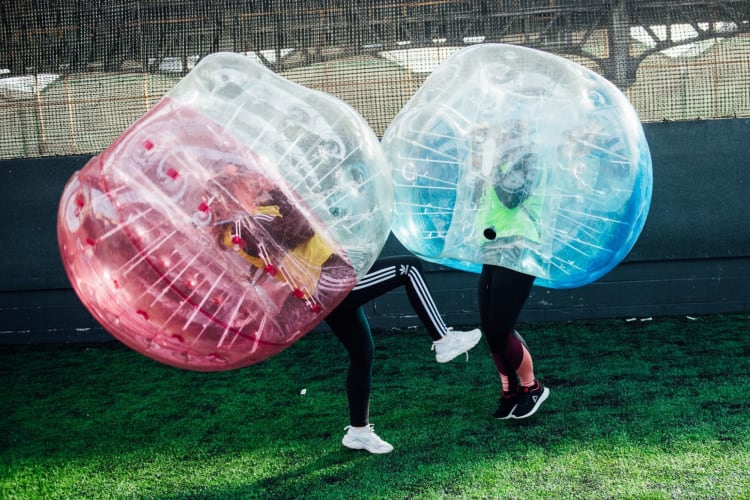 bubble football is a fun Glasgow team building activity for a group
